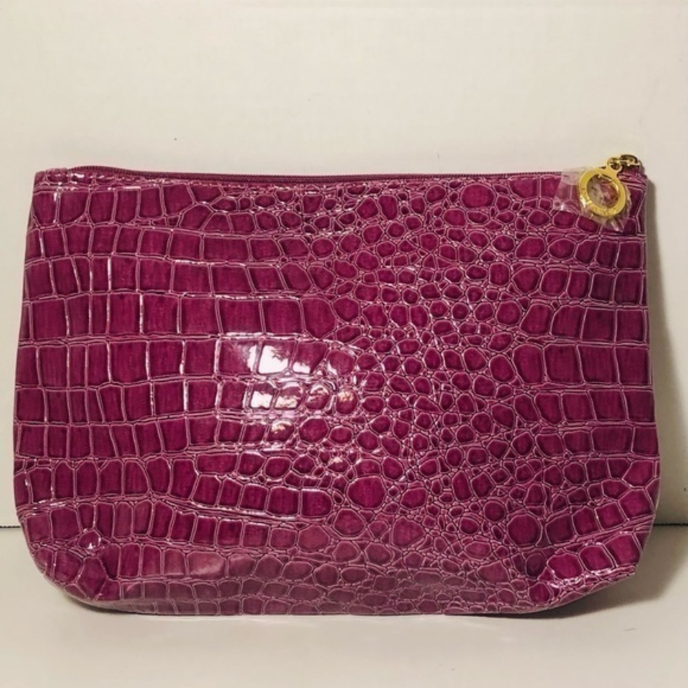 Estee Lauder Maroon Reptilian Makeup Bag NWOT